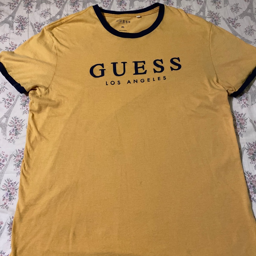 Guess Los Angeles Mens Yellow T-shirt Large - Picture 6 of 9